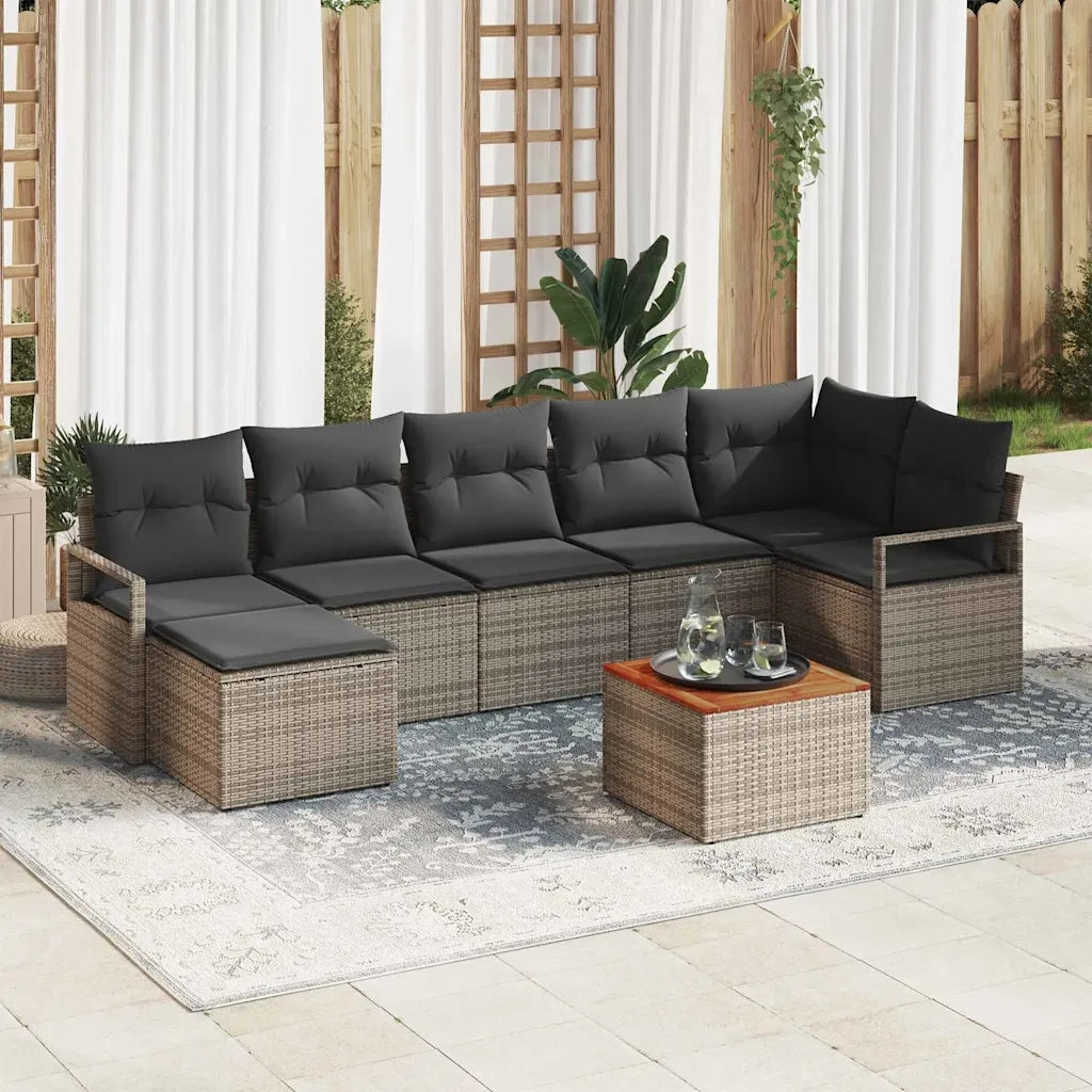Set Divano da Giardino 8 pcs Grigio polyrattan 3356403