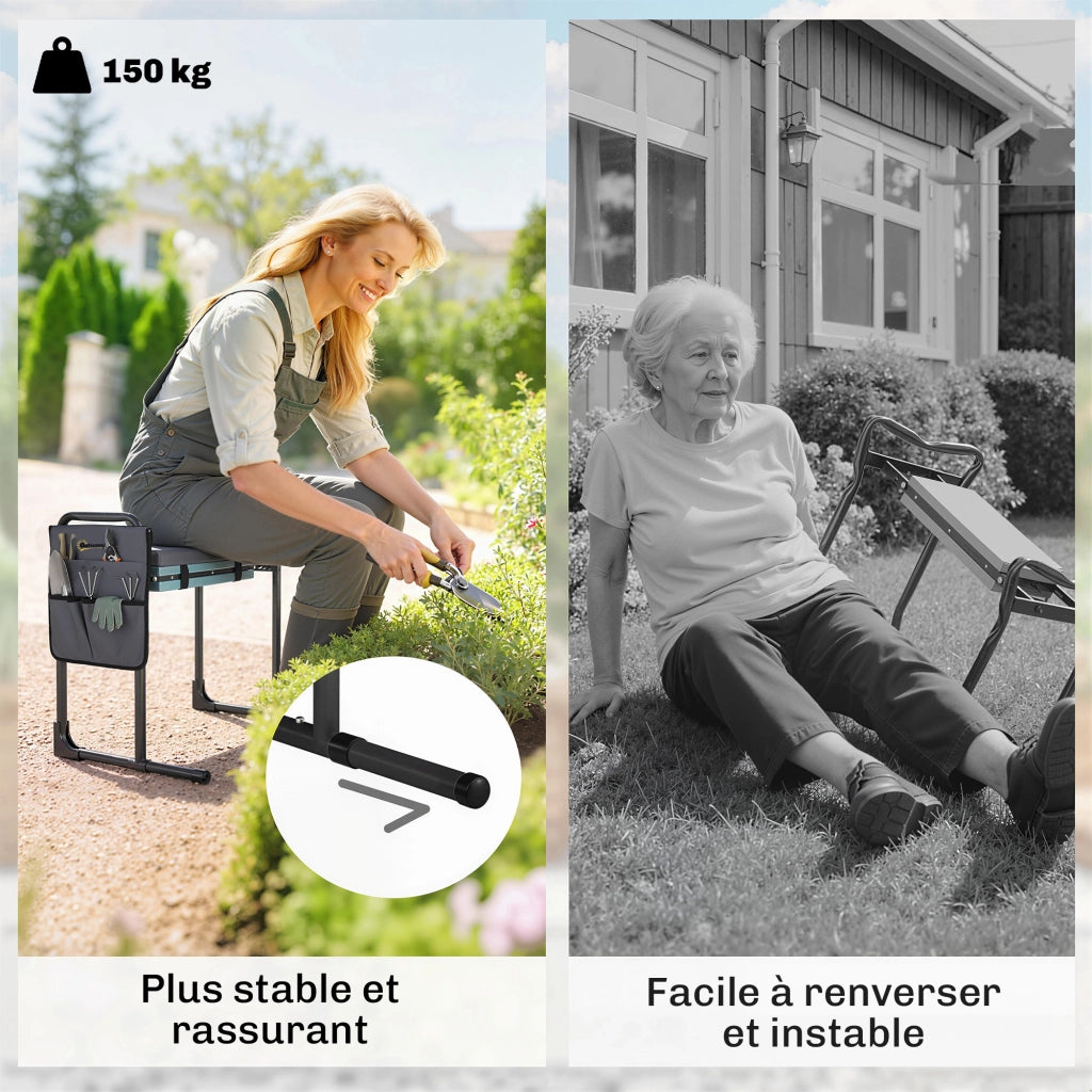 Sgabello da giardino pieghevole con cuscino e tasche ¨C Minimal ¨C grigio scuro