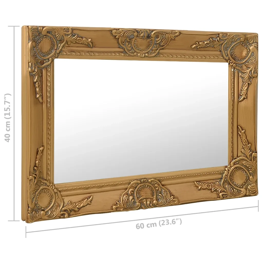 Specchio da Parete Stile Barocco-Specchio a Muro-Specchio Decorativo 60x40 cm Oro