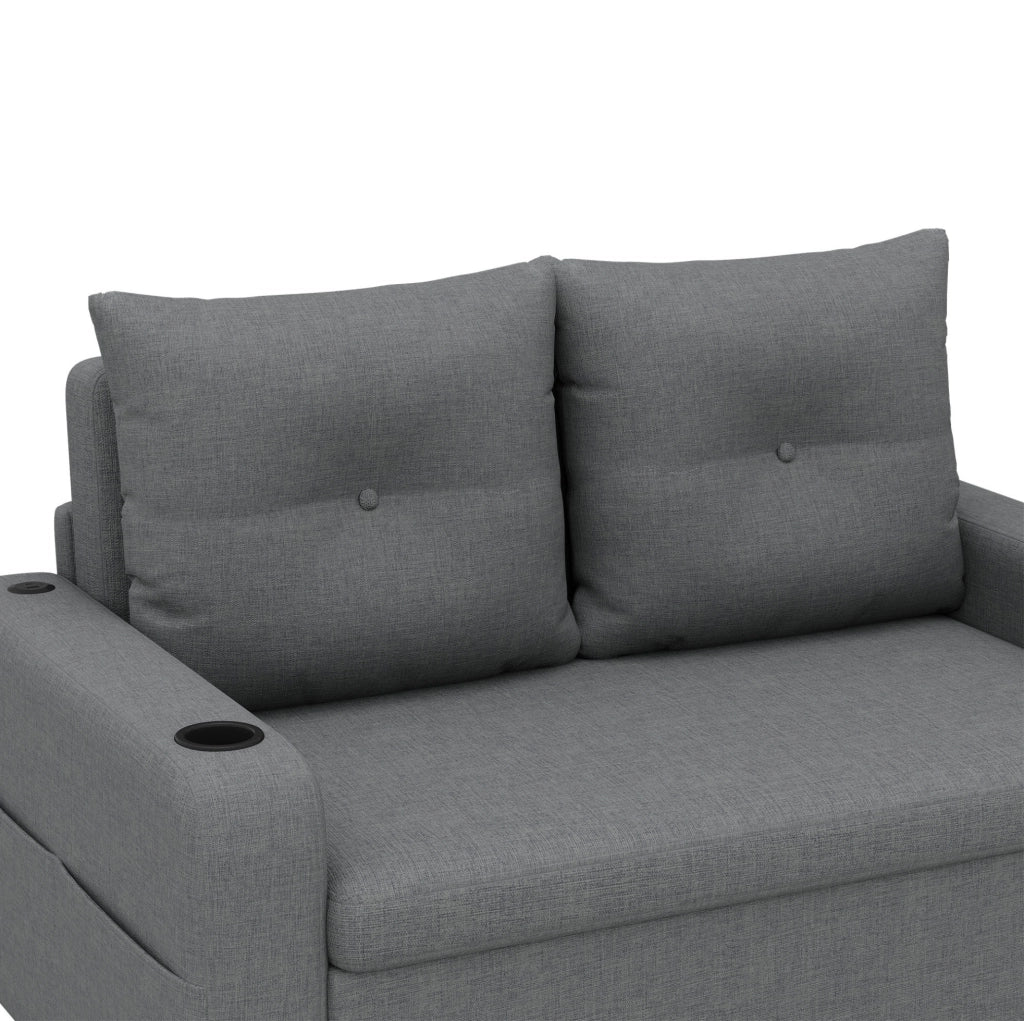 Divano letto 2 posti multifunzione 131 cm con porta bicchieri; USB e Type-C; grigio