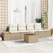Set Divano da Giardino con cuscino 5 pcs Beige Poly Rattan 3356691