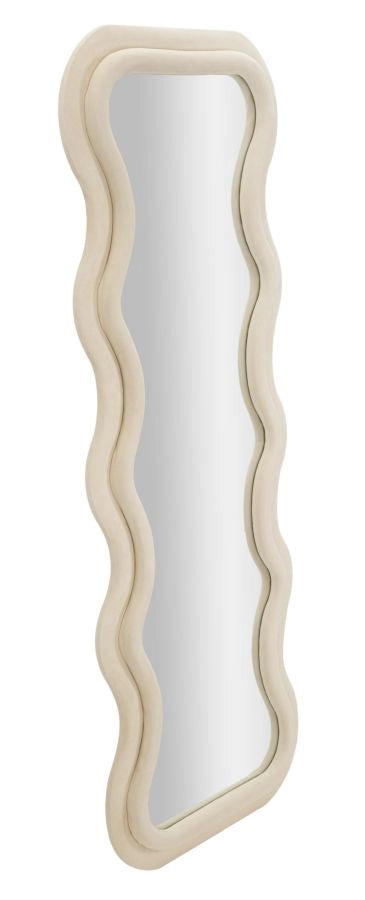 Specchio da muro cornice in velluto crema 60x6x160cm CEMILY