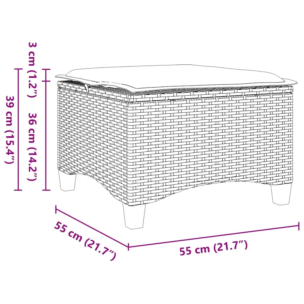 Sgabelli Giardino con Cuscini 2pz Marrone 55x55x36cm Polyrattan 4108251