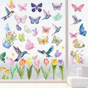 Set di Stickers per Finestre - Fiori, Farfalla, Colibrì