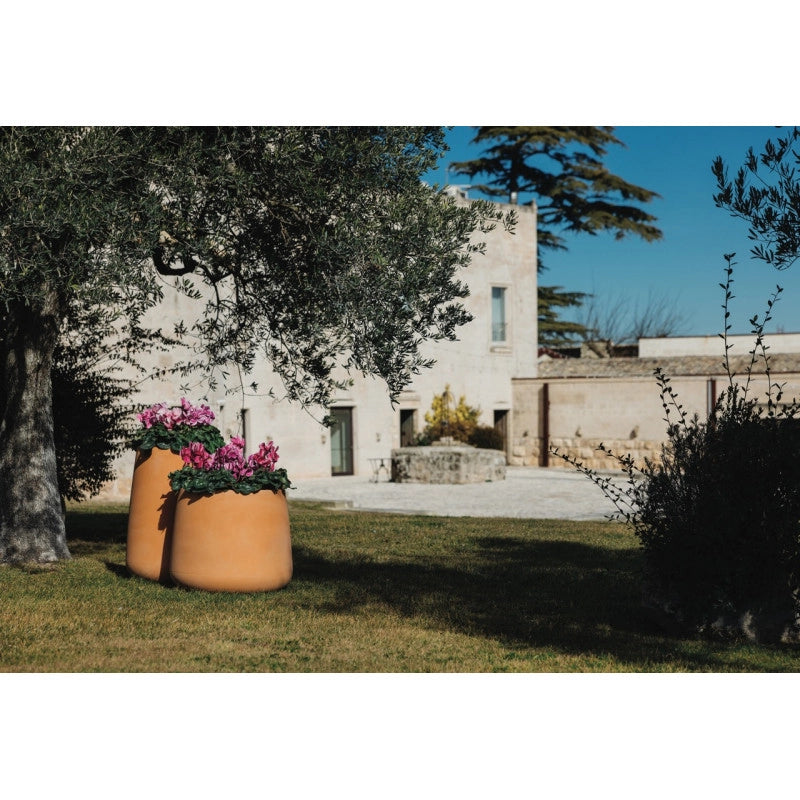 Vaso moderno di design Ø53 H55 in polimero bianco resistente per interno ed esterno - Made in Italy - Monacis