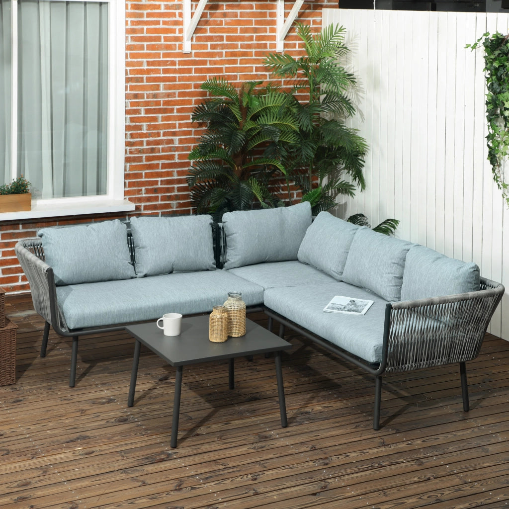 Set Giardino Polyrattan 4 Posti con Cuscini ¨C Minimal ¨C Grigio