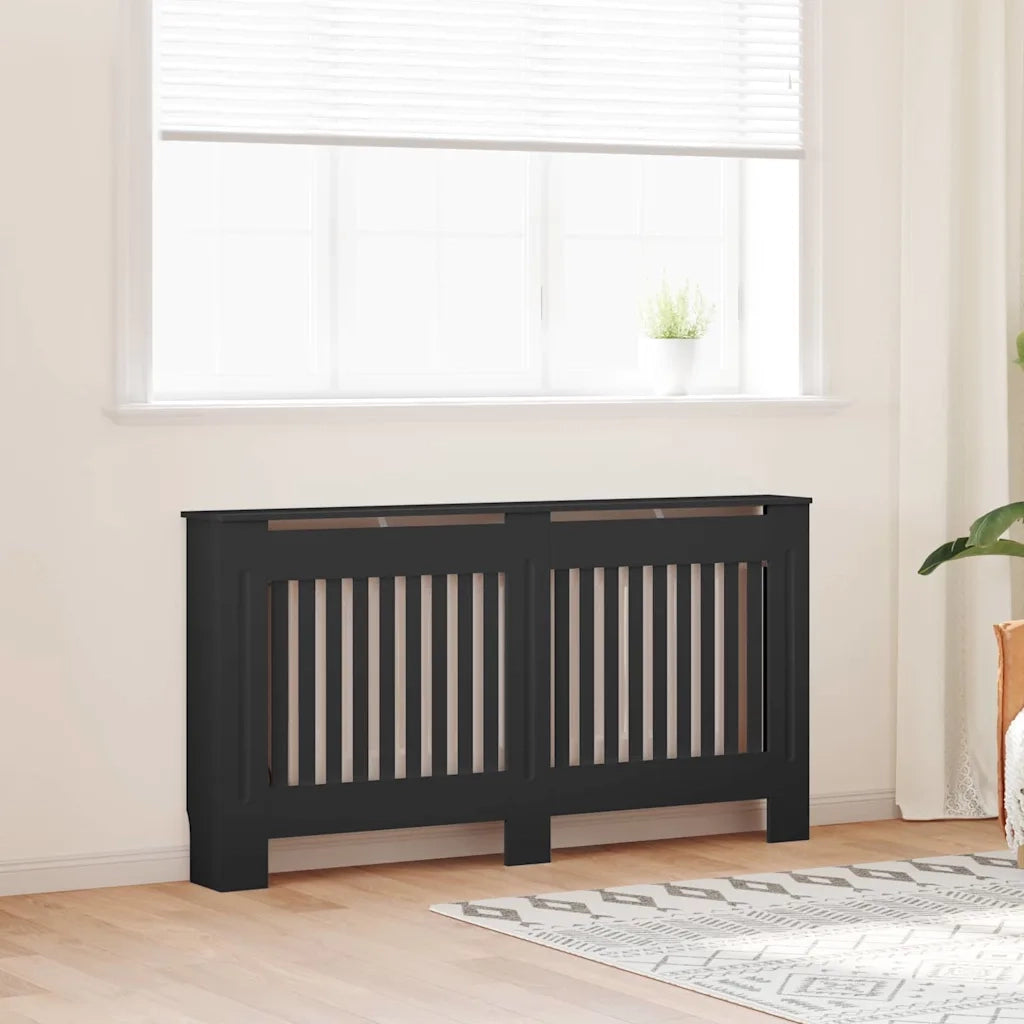 Copertura per radiatori 2 pcs Nero 152 x 19 x 81,5cm