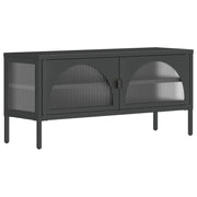 Mobile TV multimediale scaffale TV mobile TV sala da pranzo soggiorno camera da letto 105 x 35 x 50 cm vetro e acciaio nero 02_0025692