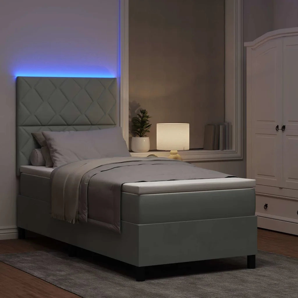 Letto a Sorgente LED Grigio chiaro 90 x 200 cm Velluto 3343352