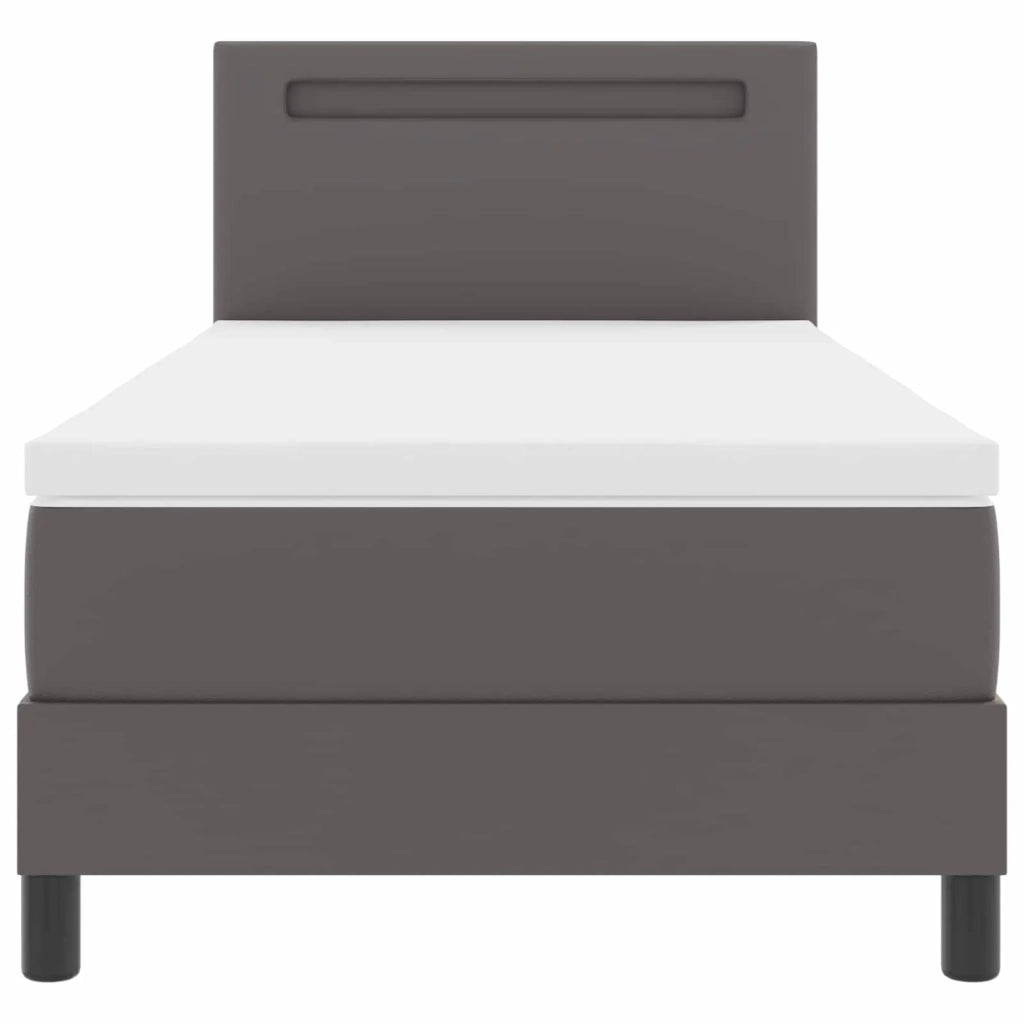 Letto a molle con materasso Grigio 90 x 190 cm Pelle sintetica 3339030