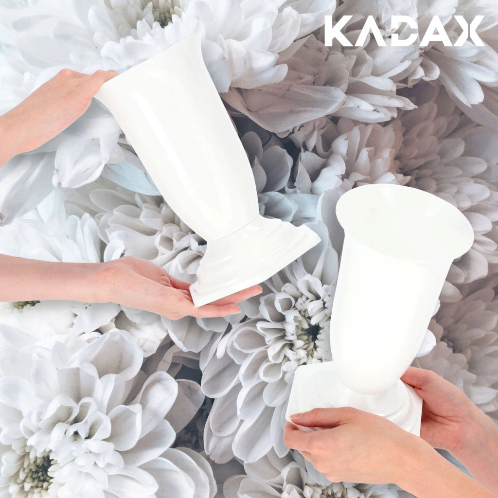 Vaso/bottiglia KADAX per cimitero, tomba, funerale, in plastica bianca, 23 cm, resistente al gelo.