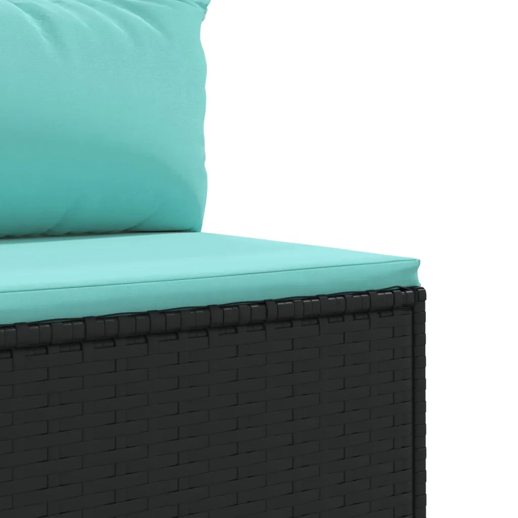 Set Divani da Giardino 5 pz con Cuscini Nero in Polyrattan 3308060