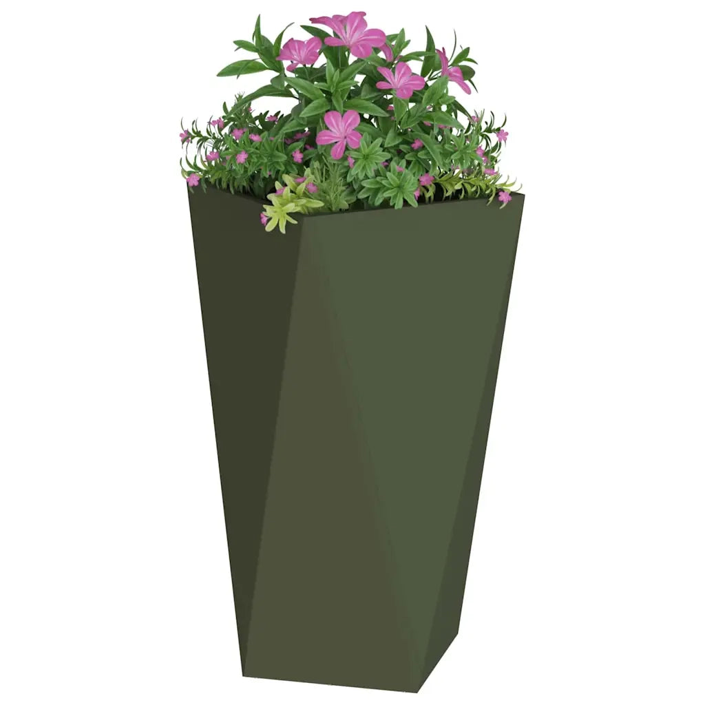 Fioriera 2 pcs Verde oliva 40 x 40 x 75 cm Acciaio 883787