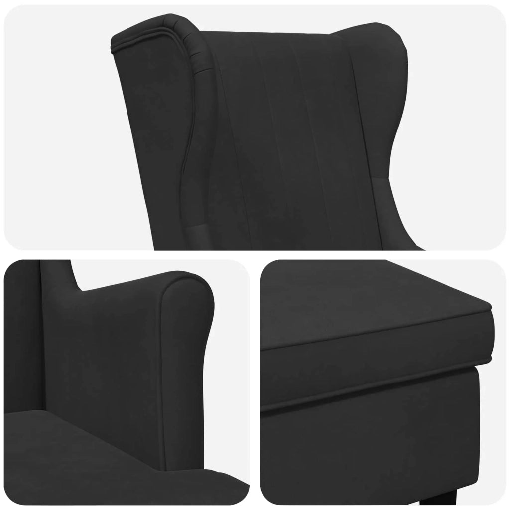 Poltrona con Ottomano 2 pz Nero Velluto 3418827