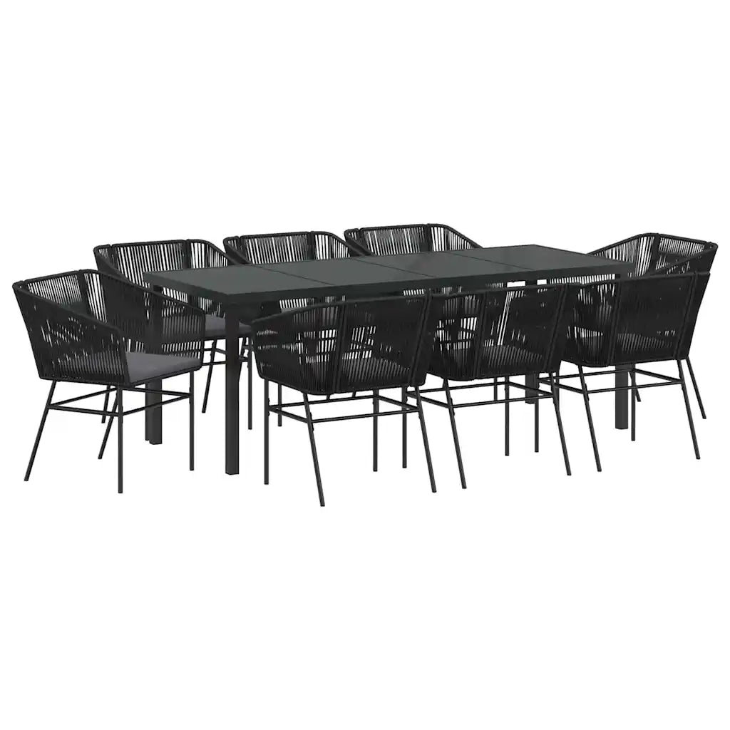 Set da Pranzo per Giardino con cuscino 9 pcs Nero 3380924