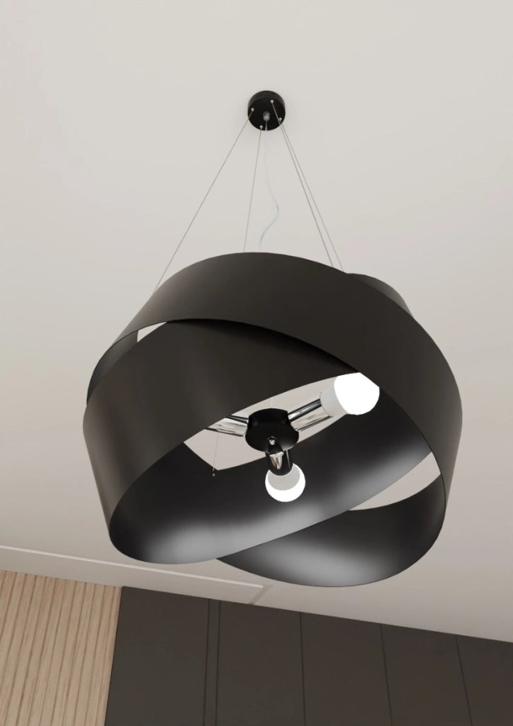 Lampada a sospensione Emibig Vieno nera metallo Ø50 2xE27