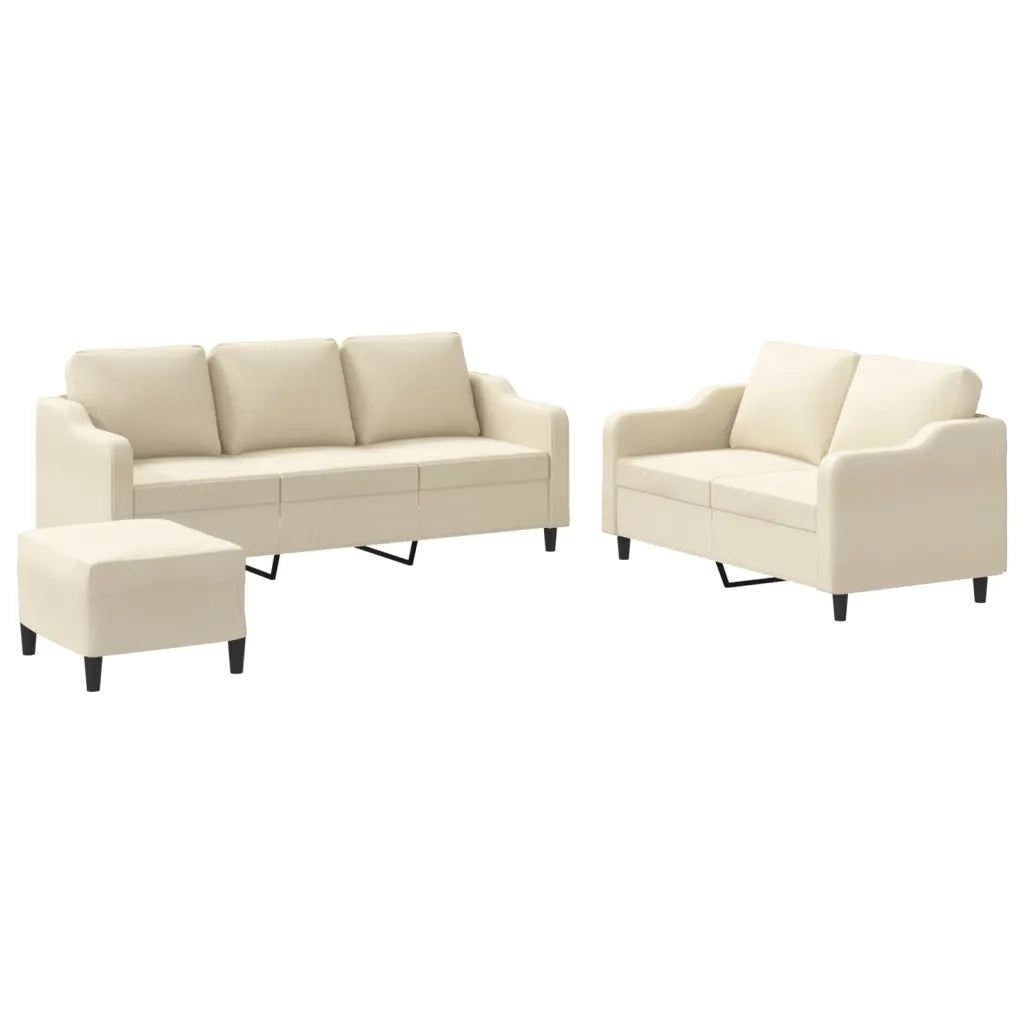 Set di Divani 3 pz con Cuscini Crema in Tessuto 3201844