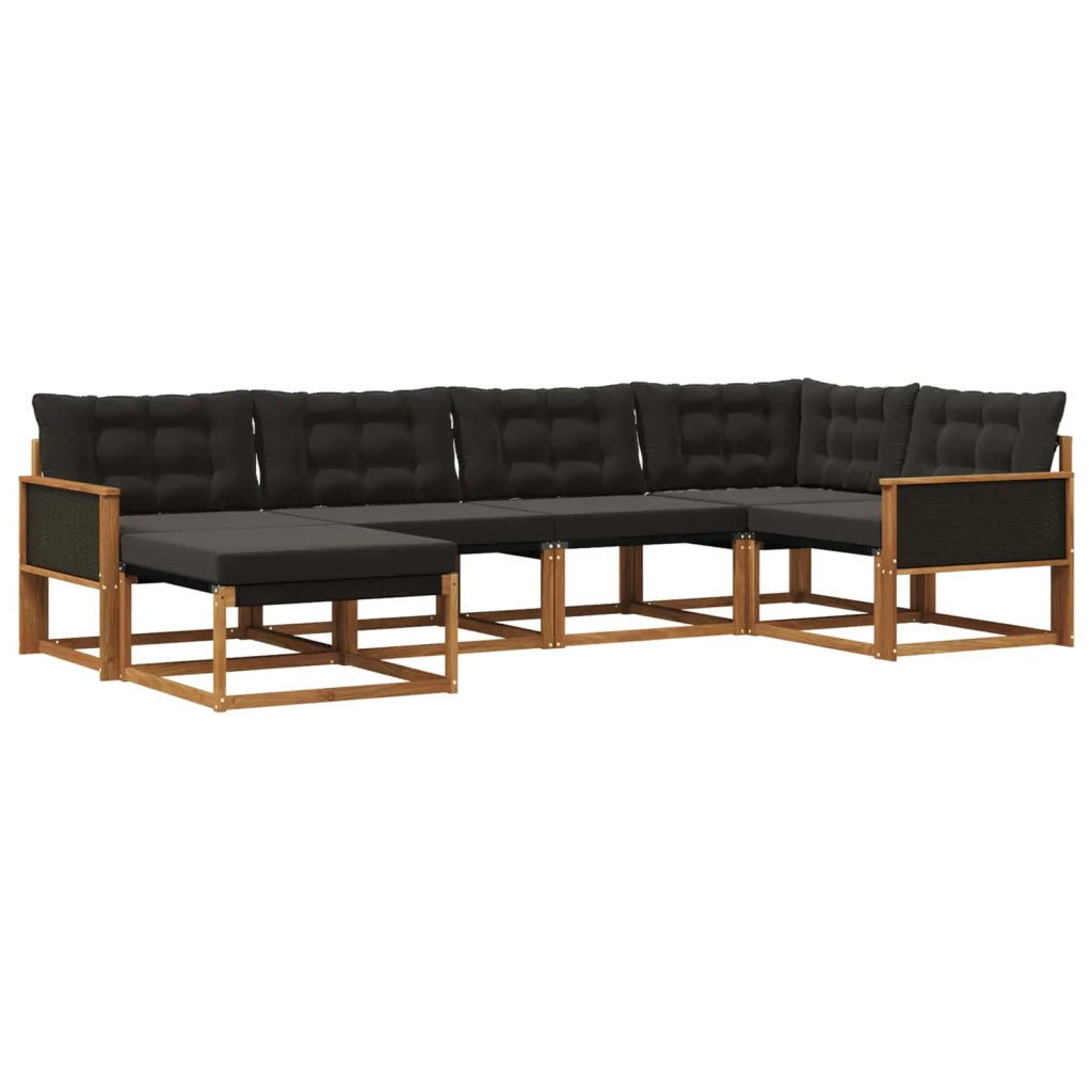 Set di divani da esterno con cuscino 6 pcs Naturale e Nero 3381528