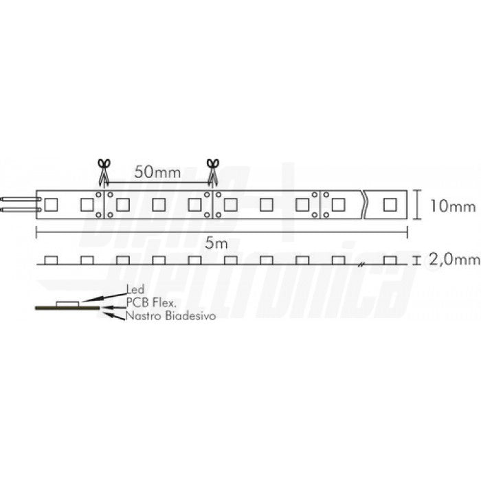 Striscia Led 60 Led/m 5050 - 12Vdc - 14,4W/m - Rosso