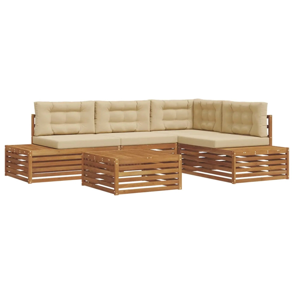 Set di divani da esterno con cuscino 5 Pezzo Naturale e Beige 3374098