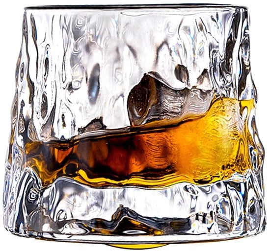 Glasse da Whisky con fondo spesso - Glasse rotanti - Cocktail/Rum/Bourbon - 170 ml - Resistenti allo shock - Vetro cristallo trasparente - Calice da vino