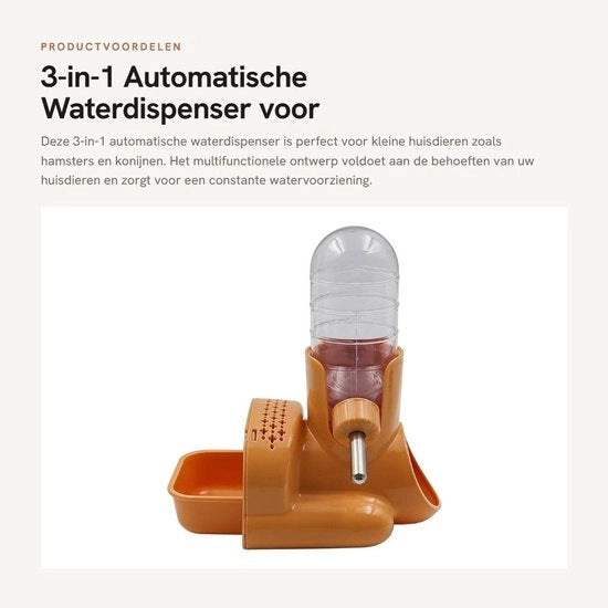 Dispensatore acqua 3 in 1 - 120 ml Capacità - Contenitore cibo - Ospitante - Durevole - Dispensatore acqua per animali