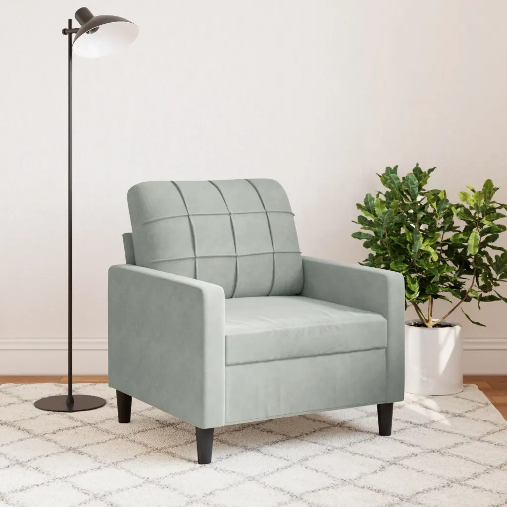 Poltrona | Sedia Relax Grigio Chiaro 60 cm Velluto