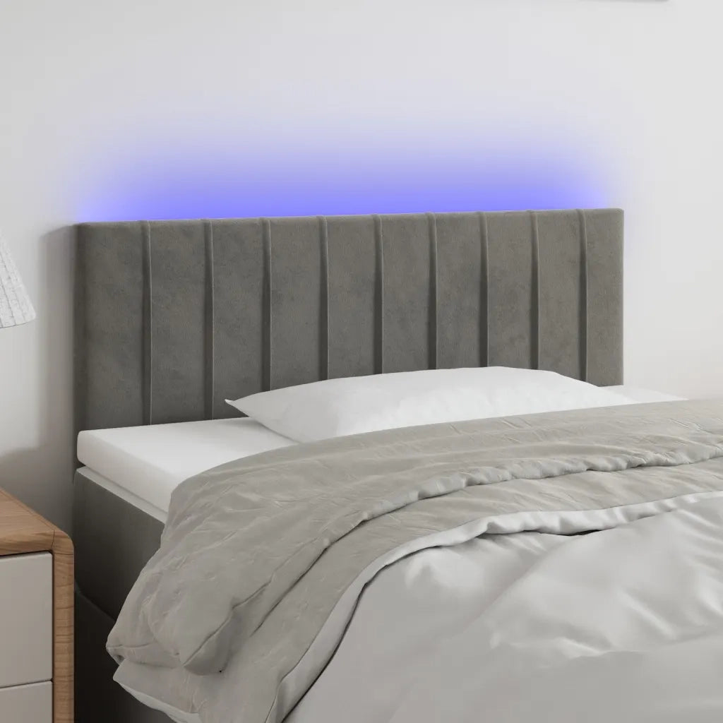 Testiera a LED-Testata con LED Grigio Chiaro 100x5x78/88 cm in Velluto 677784