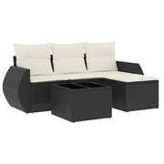 Set Divani da Giardino 5 pz | Set Salotto da Giardino con Cuscini in Polyrattan Nero