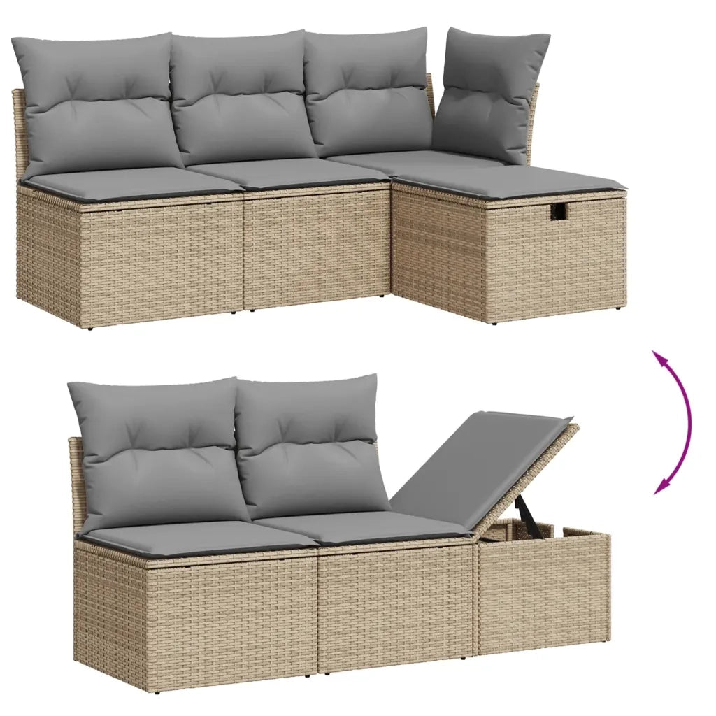 Set Divano da Giardino 5 pz con Cuscini Beige Misto Polyrattan 3265287