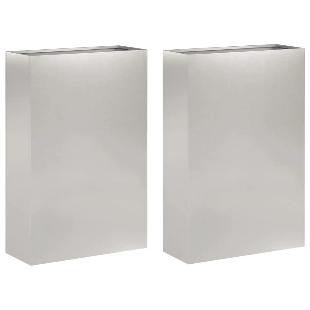 Vaso da giardino 2 pz Argento 40 x 20 x 75 cm Acciaio Inox 8005437