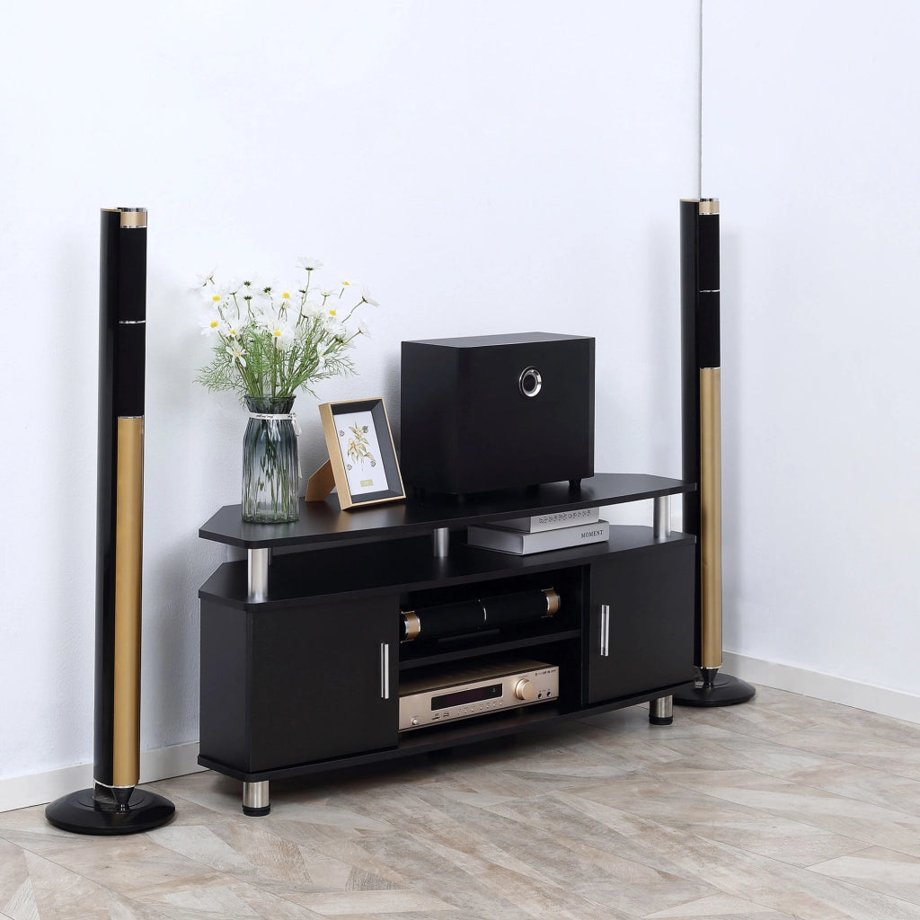 Mobile TV con ripiani e ante ¨C zephmum ¨C nero 120x40x52 cm