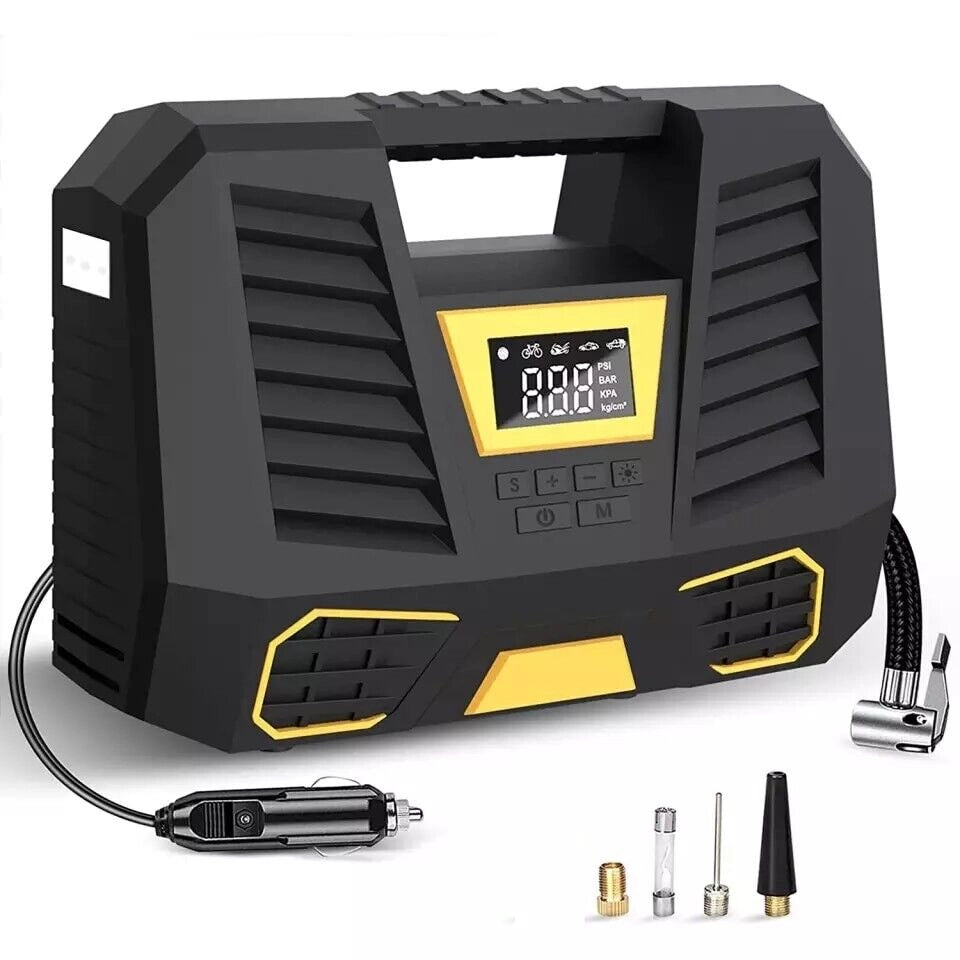 Compressore ad Aria Portatile a Batterie e a 12V Gonfiatore per Pneumatici Ruote