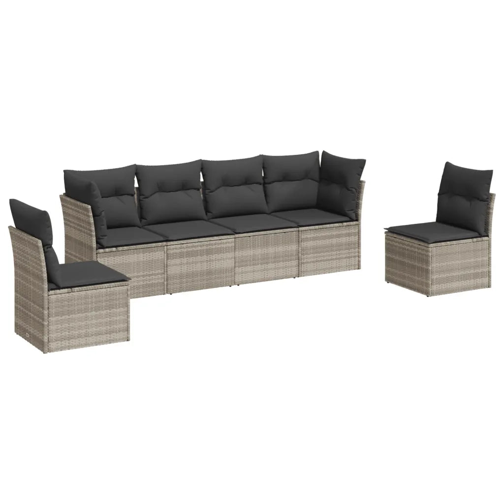 Set Divano da Giardino 6pz con Cuscini Grigio Chiaro Polyrattan 3217372