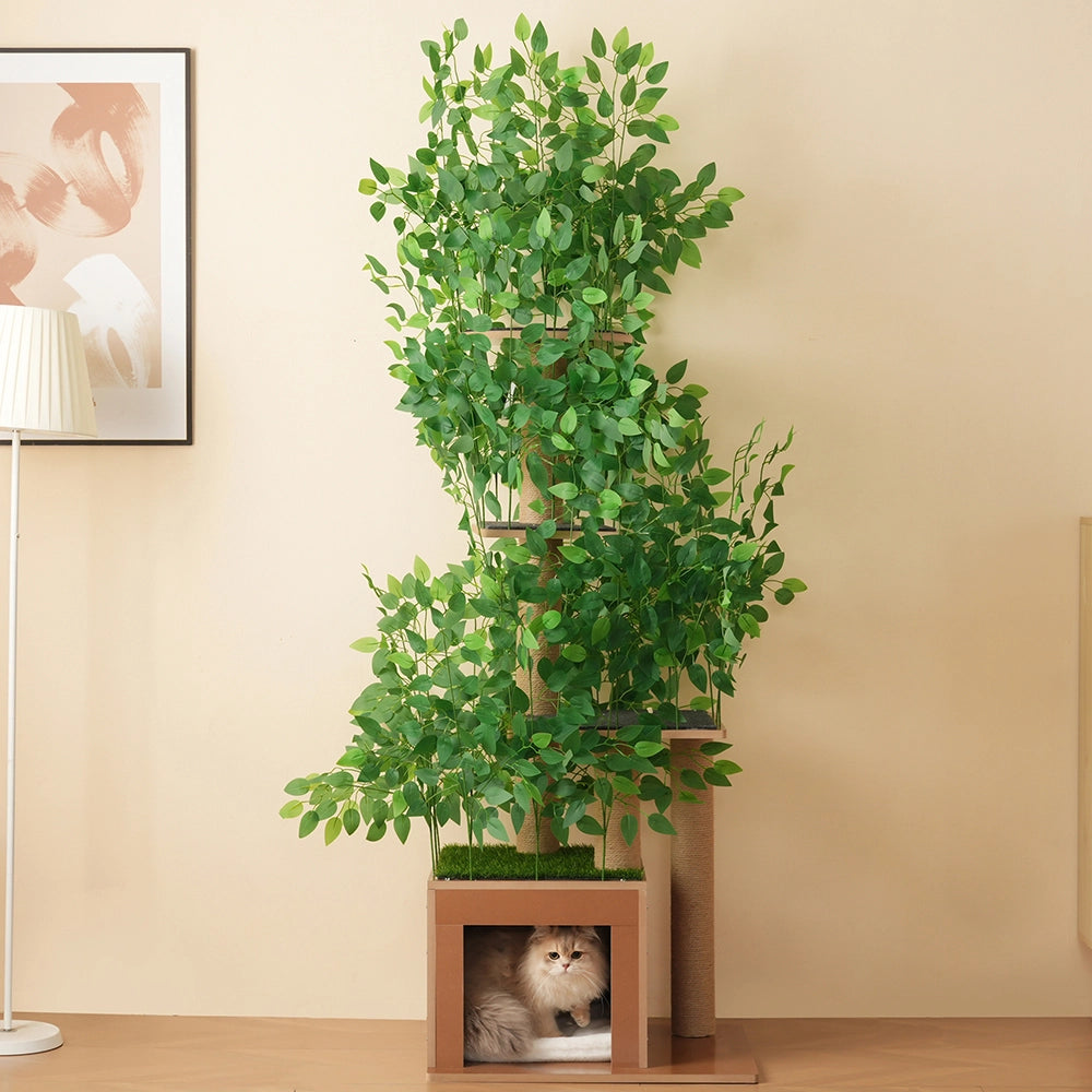 Tiragraffi-Xylo-190cm 4 piattaforme foglie removibili