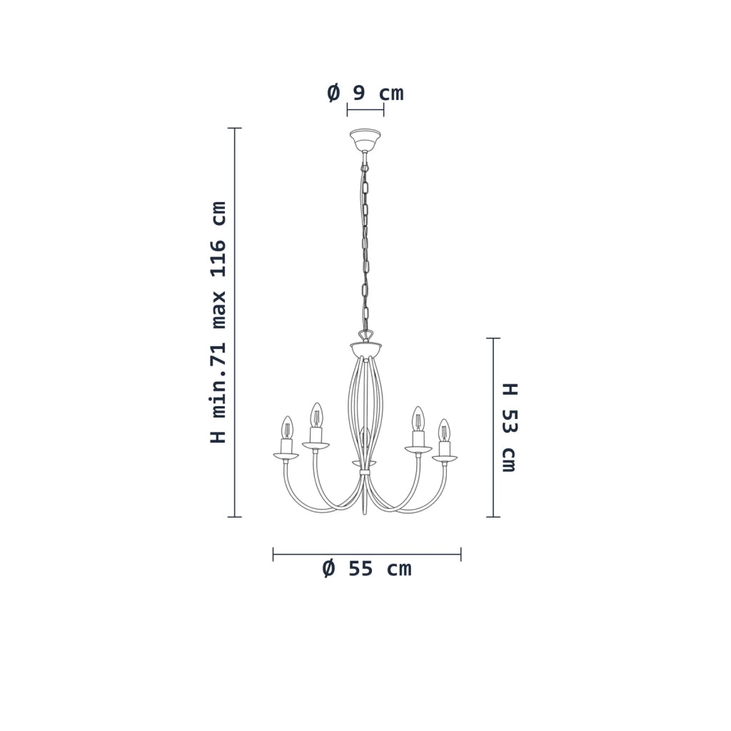 Lampadario Rustico Botte 5 Luci Bianco LuceArt Classic