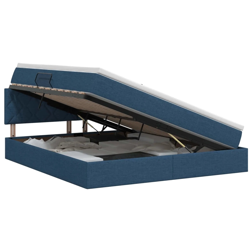 Letto con contenitore e materasso Blu 160 x 200 cm Velluto 3458699