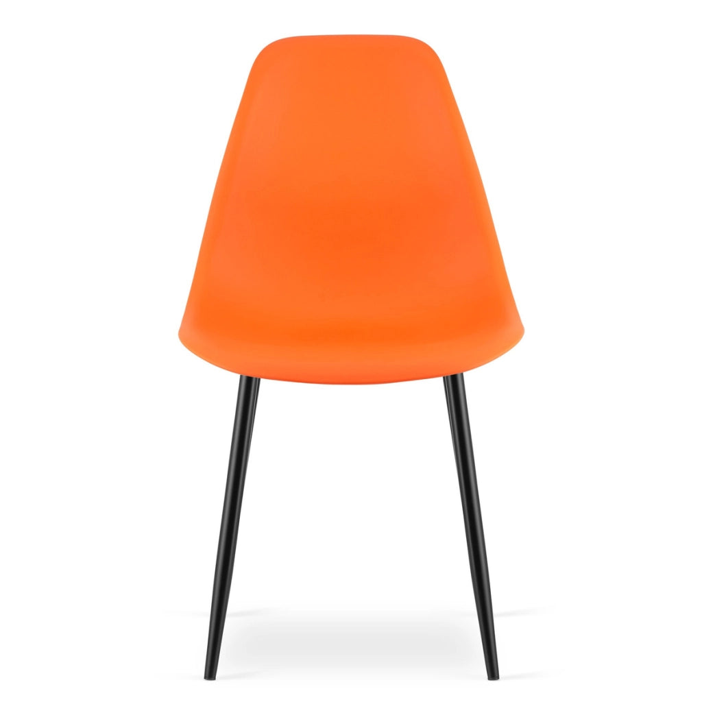 Set di 2 sedie moderne WAT arancioni con gambe nere