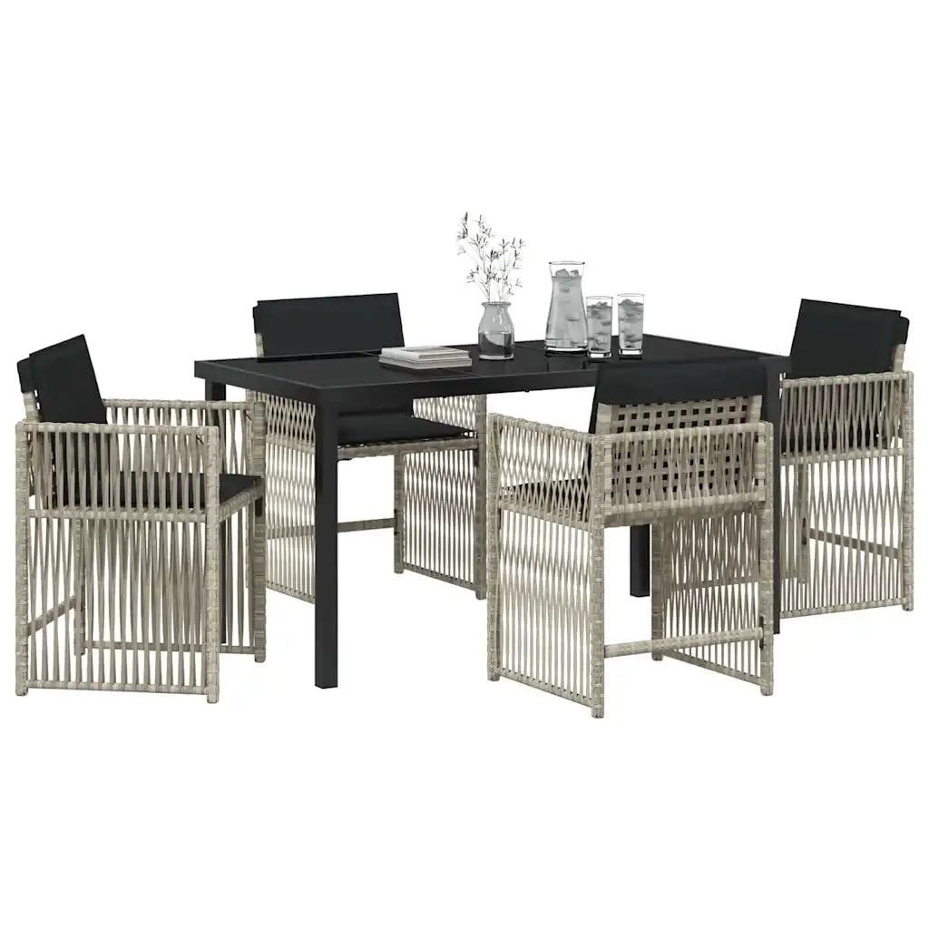 Set da Pranzo per Giardino 5 pcs Grigio chiaro polyrattan