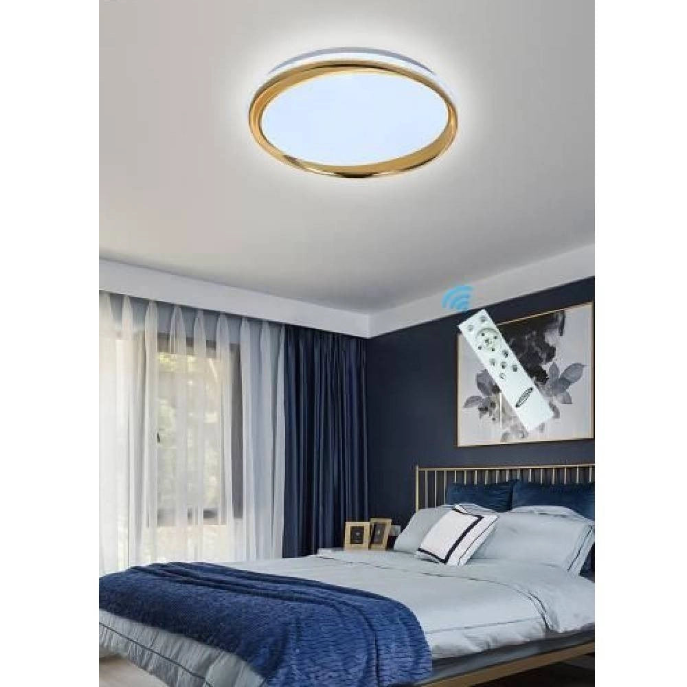 Trade Shop - Plafoniera Led 48 W Oro Dimmerabile In Metallo Acrilico Luce 4000k 6500k C1 -