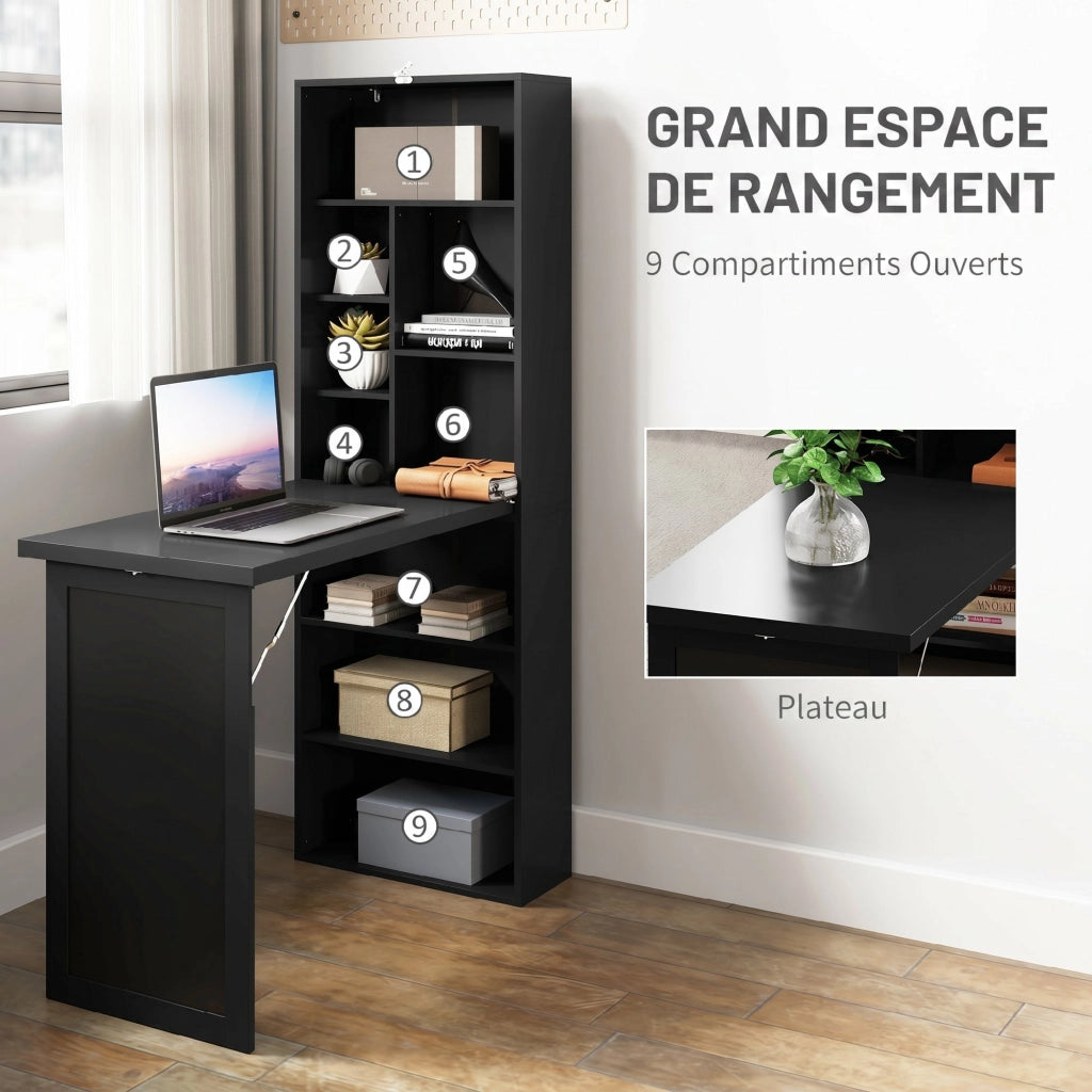 Scrivania con libreria, ripiani regolabili e lavagna ¨C Minimal ¨C 98x51x153cm, nero