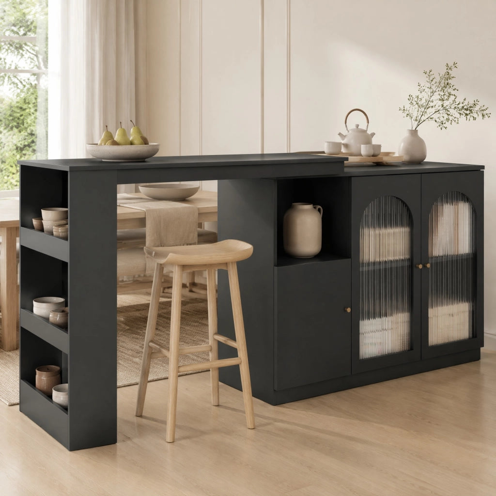 MOBILE BAR Rotante 360° 120x40x97 cm MDF Nero