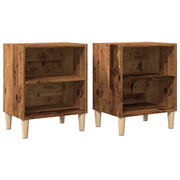 Set di 2 Comodini | Armadio da Notte | Mobiletto da notte Legno Vecchio 40x30x50 cm in Legno Multistrato