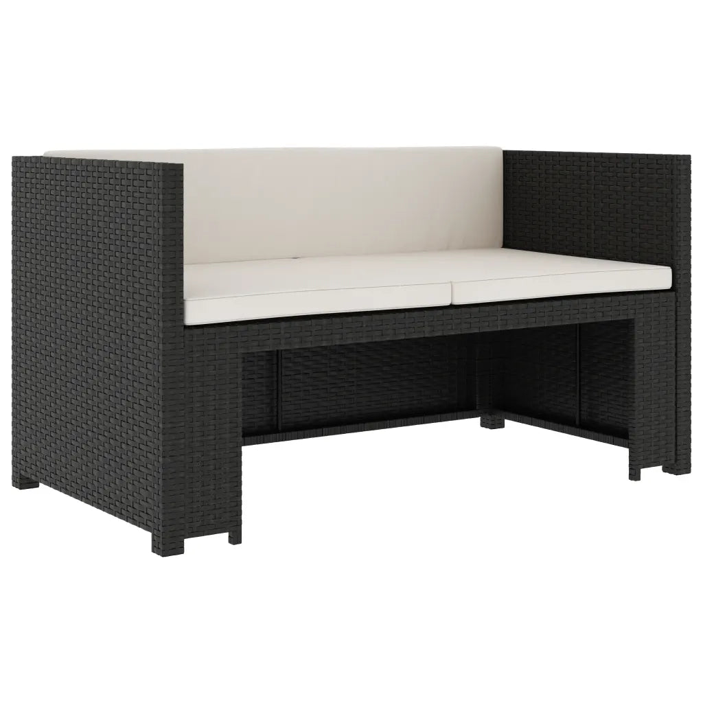 Set Divani da Giardino 5 pz con Cuscini in Polyrattan Nero 48132