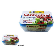 Trade Shop - Set 4pz Contenitori Multiuso Rettangolare Con Coperchio In Plastica 650ml Cucina -
