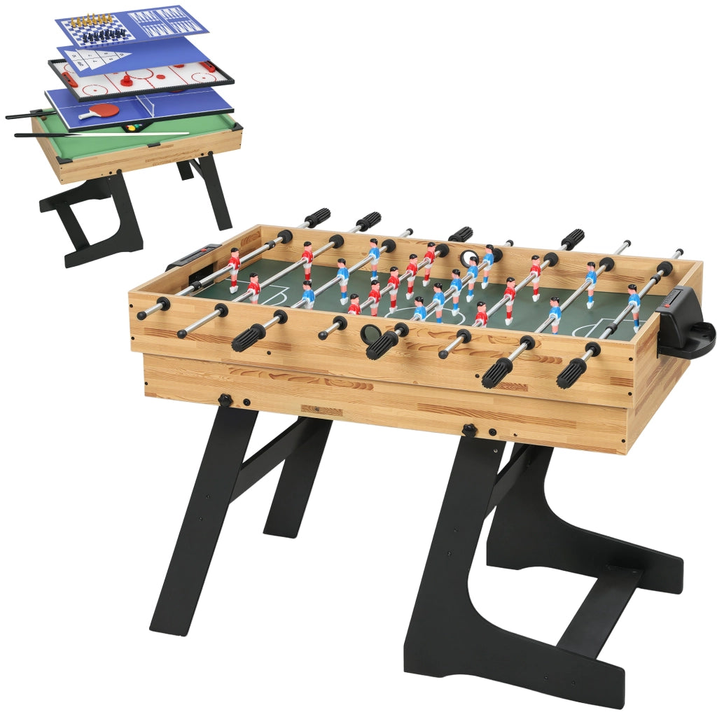 Tavolo da gioco multifunzione 13 in 1 pieghevole ¨C Xylo ¨C calcetto biliardo legno 120x106x82cm
