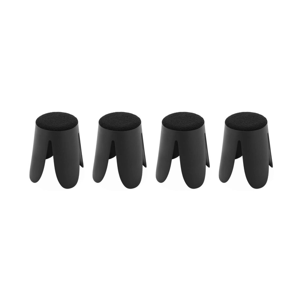 Set 4 sgabelli impilabili in bouclé, nero