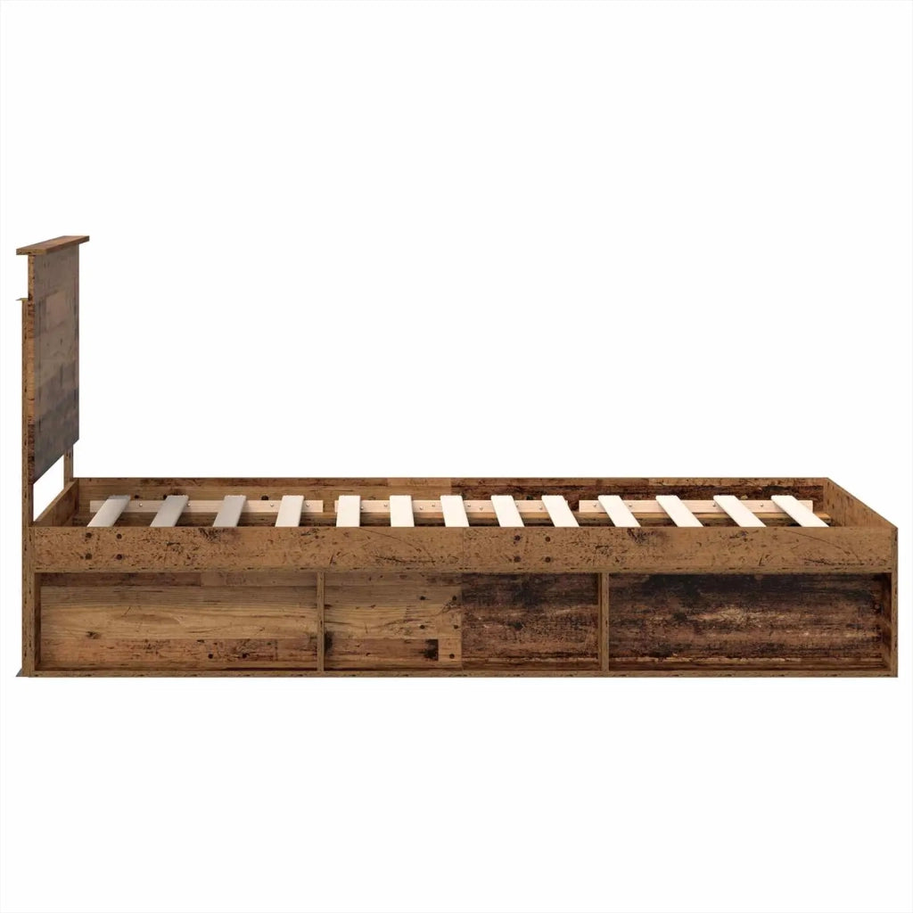 Letto singolo | Letto per adulti | Struttura del letto Legno vecchio 75 x 190 cm Pino massello