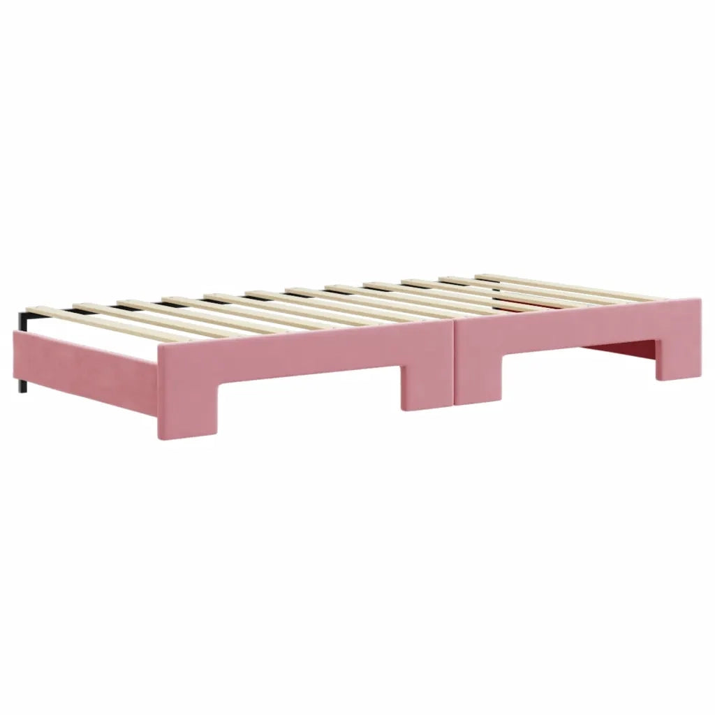 Divano Letto Estraibile con Materassi Rosa 100x200 cm Velluto 3196725