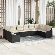 Set di divani con cuscino 10 pcs Nero polyrattan 3346897